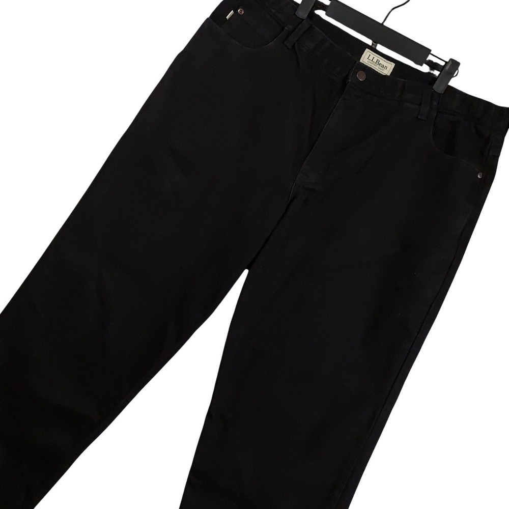 LL Bean Comfort Waist Pants Mens 40x28 Black Cotton Relaxed Fit 250265